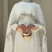 Celestial Rhinestone Abaya with Matching Cape | Luxury 2-Piece Evening Abaya Dress (AA251)